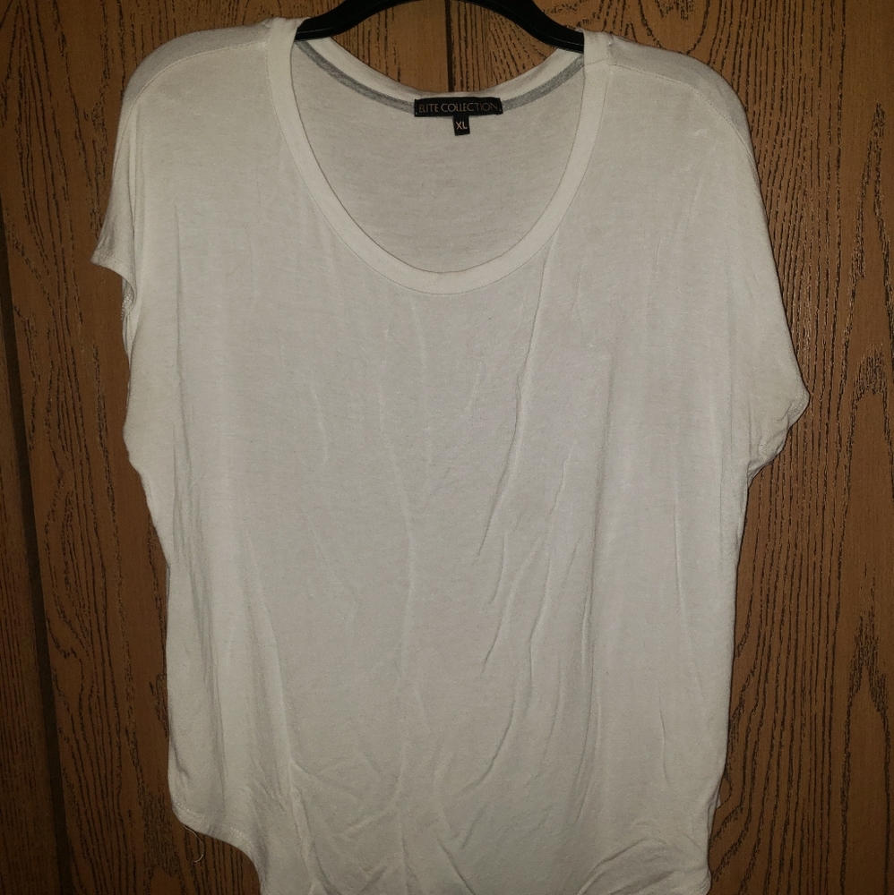 Cream scoop neck top